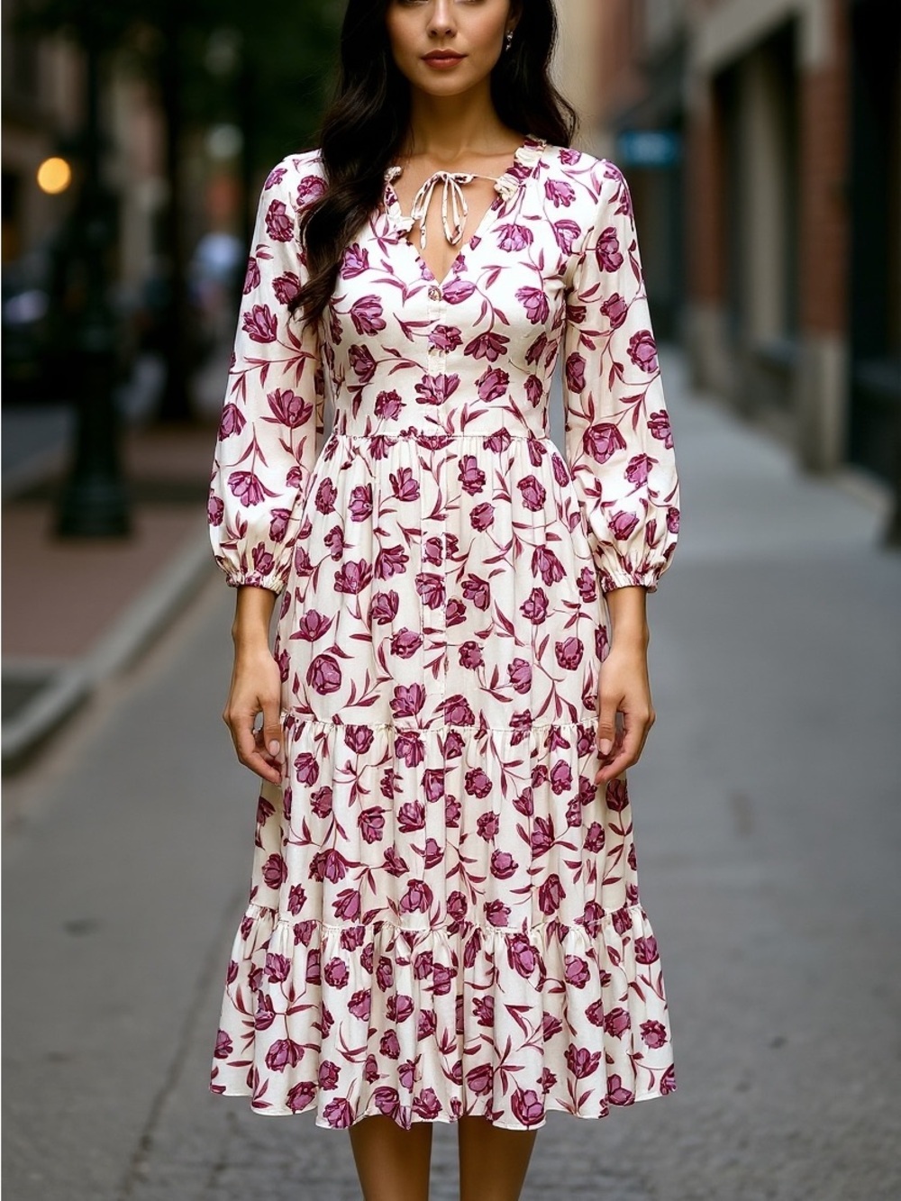 Draper James Pink Floral Flowy Romantic Midi Dress Size Small